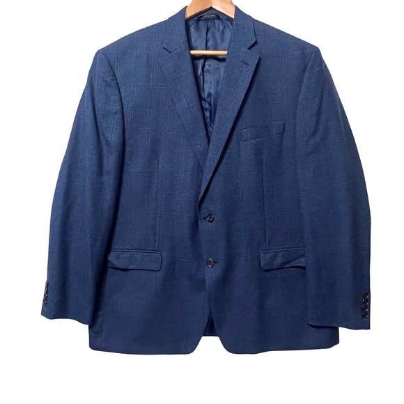 Ralph Lauren Other - Ralph Lauren Men's 46R‎ Navy Wool Windowpane Blazer – 2-Button Classic Fit